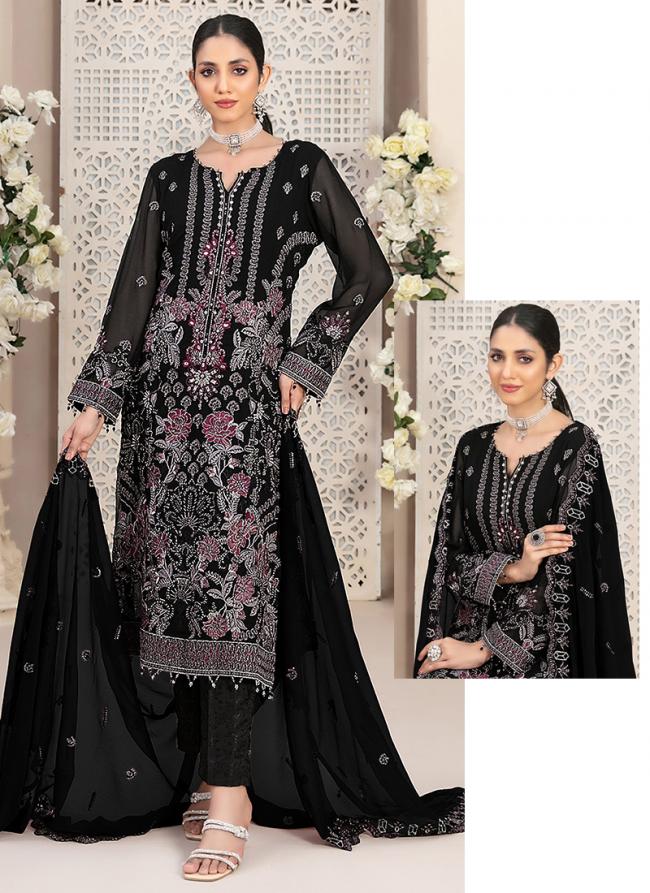 Faux Georgette Black Festival Wear Embroidery Work Pakistani Suit